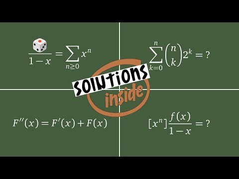 Solutions to 3b1b's generating function exercises: from rolling dice to differential equations