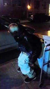 Old man poops outside