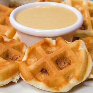 32K views · 307 shares | Chicken Stuffed Waffle Pops, such a fun chicken and waffles appetizer! Ever try chicken and waffles? You're going to love these! Full Recipe: https://snappygourmet.com/crunchy-chicken-stuffed-waffle-pops-maple-dijon-dip/ | Snappy Gourmet | Facebook