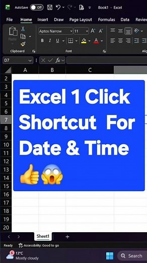 एक्सेल में डेट और टाइम का जादू! ✨ | Excel Shortcut Keys #Excel #shorts