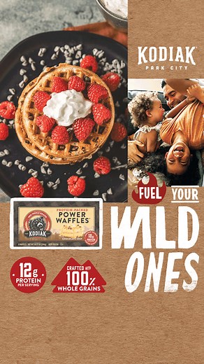 Dig into a quick, delicious waffle made with real ingredients like whole grains & protein. These take minutes to toast & taste so dang good. Find Kodiak Power Waffles in the frozen aisle at your local grocery store. | Kodiak Cakes