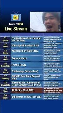 Frantic TV Guide Ch 10-20. #ebike #pev #shows #livestream