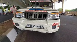 42K views · 28 shares | A speeding PCR van rammed into a stationary tempo at Akota bridge today. | Our Vadodara | Facebook