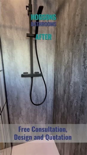 Walk in shower enclosure with black grid shower screen