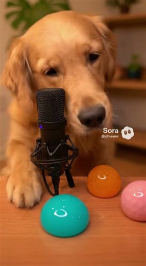 Golden Retriever Says “ASMR” and Plays With Jelly Slime Balls 🐶✨ #asmr