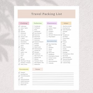 Travel Checklist, Printable Travel Packing List, Travel Essentials, Holiday / Vacation Planner, Travel Organizer, PDF Instant Download - Etsy Australia