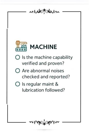 6M checklist for process control .#sixsigma #manufacturing #pharmaceuticalindustry #plastic