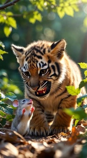 🐯✨ “Tigo & Mimi: The Cutest Friendship Story” 🐭💛#nature #tiger #loin #love