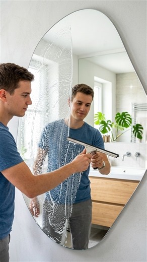 How to Clean a Large Custom Mirror with a Squeegee.