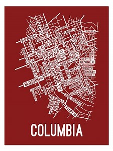 Columbia, South Carolina Street Map - Poster, Acrylic, Framed, and Metal Prints - Etsy