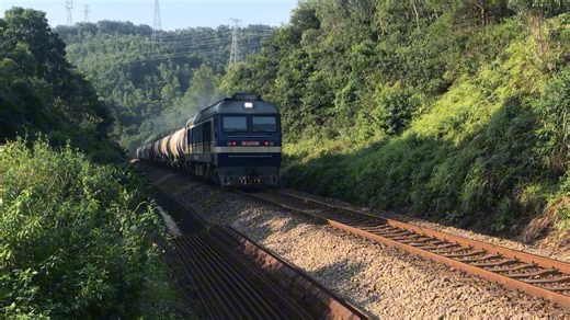 【惠大铁路】DF8B（0306号车）牵引短编组罐车友好闪灯半满功率通过红花湖道口（一号道口）