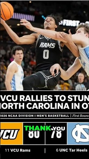 VCU's Cinderella Run Just Ended UNC's Tournament 🔥 #MarchMadness #Upset