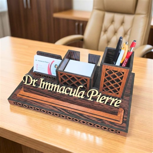 Custom Desk Name Plate, Personalized Wood Desk Organizer, Handmade Table Sign - Etsy