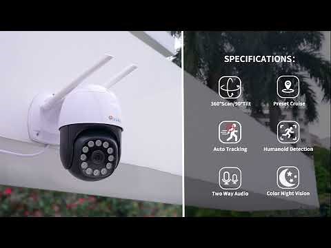 Ctronics 2560×1440P PTZ Dome WiFi Surveillance Camera with 360°Pan 90°Tilt Human Detection