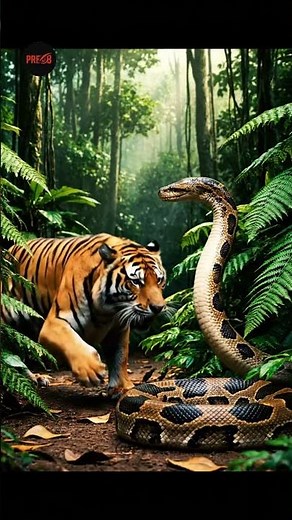 Tiger vs Python – The Deadly Coil 🌀 #pred8 #wildshorts #naturefight