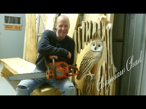 Chainsaw Carving A Barn Owl In A Wood Slab!
