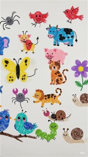 Fun Fingerprint Art Animals | Creative Kids Drawing Ideas 🐢🐶 #shorts #learnwithmaxphine