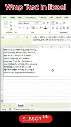 Excel Hack: Wrap Text in Excel🔥#excel #exceltips