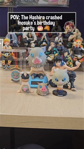 The Hashira CRASHED Inosuke's Birthday 🐗🎂 (Awkward Anime Desk Setup)