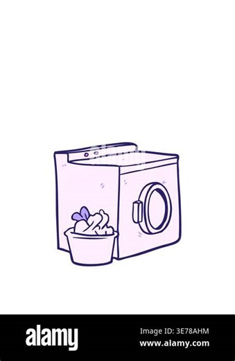 stretching up animation of cartoon washing machine and laundry Stock Video Footage - Alamy