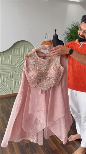 Beautiful Pink color Embroidery Bids work Sharara set for Wedding Function.