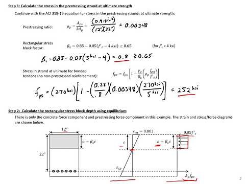 Prestressed Concrete Design - 8 - Example 1 - Nominal Moment with ACI Approach