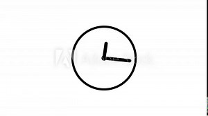 Vector video (animation) of the clock icon on which the arrows move (accelerated) in proportion to each other (white background).