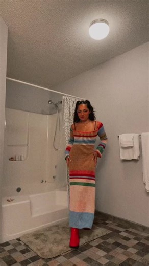 Loving the VRG GRL Work Of Art Crochet Dress on dream girl @avani 🌈 #crochetdress #rainbowdress