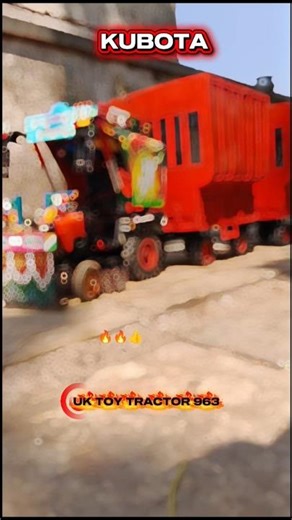 small remote control tractor pulling w trolley's 💪 #automobile #remotecontroltoys #subscribe #viral