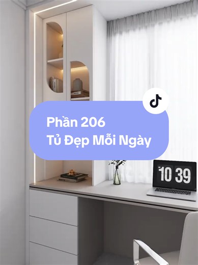 Phần 206: ​✨ Mẫu bàn làm việc đôi kết hợp tủ trang trí đối xứng siêu xinh cho phòng ngủ 💻 ​#tủđẹpmỗingày #bànlàmviệcđôi #decorphòngngủ #nộithấtthôngminh #thiếtkếnộithất