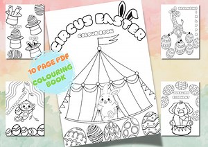 Colouring Pages for Children, Adults or Seniors. Cute Circus Easter Colouring Theme. Easy Digital PDF Colouring Book - Etsy Canada