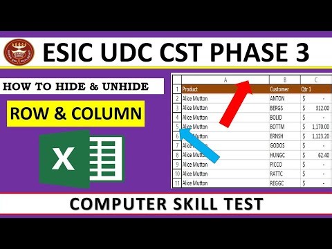 How to hide and unhide row and column headings in ms excel | ESIC UDC Computer skill test 2022