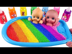 Satisfying Video l How to Make Rainbow Bathtub with Mixing Slime from Glitter Cutting ASMR #46