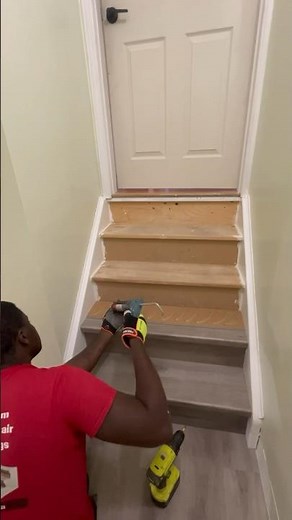 How to install vinyl flooring on stair // step by step for beginner. Full video on the channel ￼