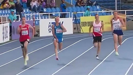 Alberto Nonino corre los 400 metros del decatlón del Mundial de Atletismo Sub-20