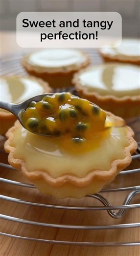 Sweet Tangy Perfection “Mini Passion Fruit Tarts” 🧁 #recipe #food #cooking #baking #dessert #viral