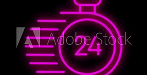 Simple of time related motion neon line icon. Contains such Icons as timer, speed, alarm, restore, time management, calendar and more. Motion graphic.