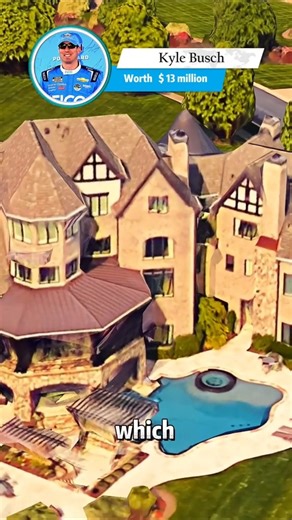 NASCAR driver Kyle Busch’s lakefront mansion worth $13 million #house #home #mansion #lakefront #celebrity #celebrityhouse #fyp | Real Estate of Stars