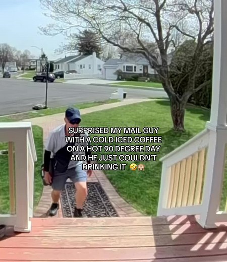 Surprised Mail Guy with Iced Coffee