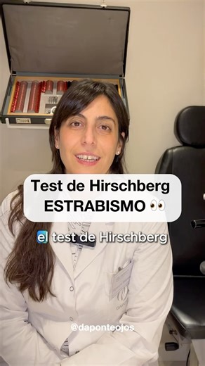 Daponte Ojos | Salud visual on Instagram: "El Test de Hirschberg es una prueba rápida y sencilla utilizada para evaluar el alineamiento ocular y detectar posibles casos de estrabismo 👁️✨ Durante el examen, el médico observa el reflejo de una luz en las córneas de ambos ojos mientras el paciente fija la mirada en ella. Si el reflejo se encuentra en la misma posición en ambos ojos, todo está en orden. Si no, puede ser un indicio de que existe un problema de alineación ocular ⚠️ Este test e
