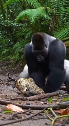 Gorilla TACKLES Leopard Mid-Air - SAVES Baby! 🦍 새끼구출 🦍 救出 #viral #gorilla