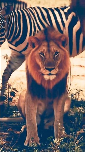 Lion Making Friends with Zebra and Giraffe 🦁💛 ‪@BongoCat‬