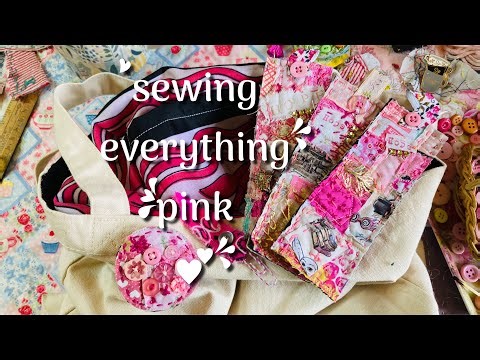 #slowstitch sewing pink 💕 scrap fabric bookmarks ideas PROCESS VIDEO