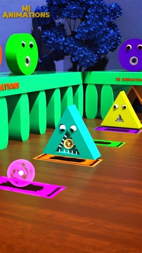 👉 Cute Monsters VS Color Shapes 😱💜💚 | Satisfying 3D Animation | MI Animations #Shorts