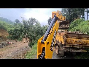 jcb loading stone in a TATA 407 dump truck || jcb loading gravel video || jcb working video