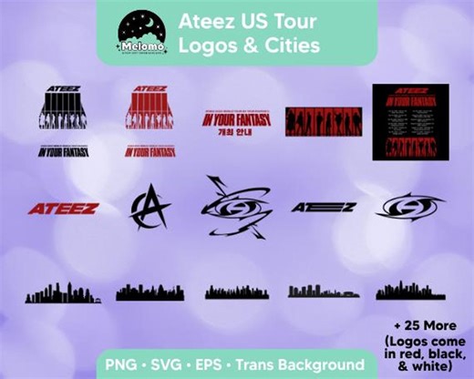 Ateez in Your Fantasy Tour Logos & City Skylines Vector Files (digital Download, PNG, SVG) - Etsy