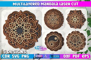 Mandala Laser Cut Bundle, Multilayer Mandala Laser Cut Files, Layered Mandala Laser File Bundle, 3D Lotus Flower Multilayered Mandalas - Etsy