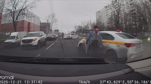 Major multi-vehicle crash on Yasenevaya Street in Moscow, Russia