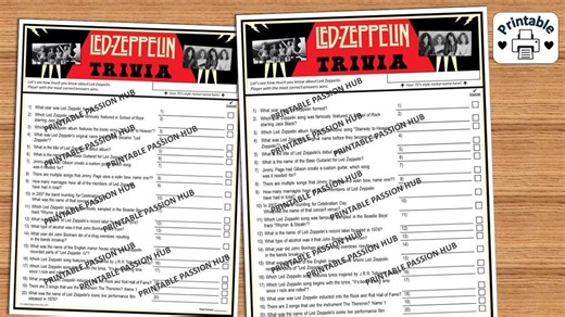 Led Zeppelin Trivia Game, Rock Music Quiz (PDF Pattern) - Etsy Canada
