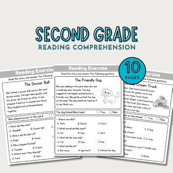 No Prep 2nd Grade Reading Worksheets | Short Stories with Comprehension